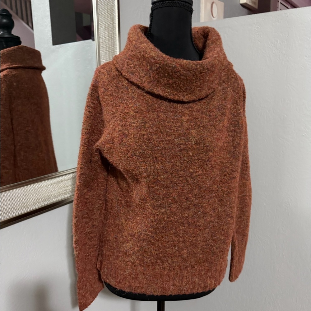 RD Style x Anthropologie Cowl Neck Knit Sweater Burnt Orange Size Small.